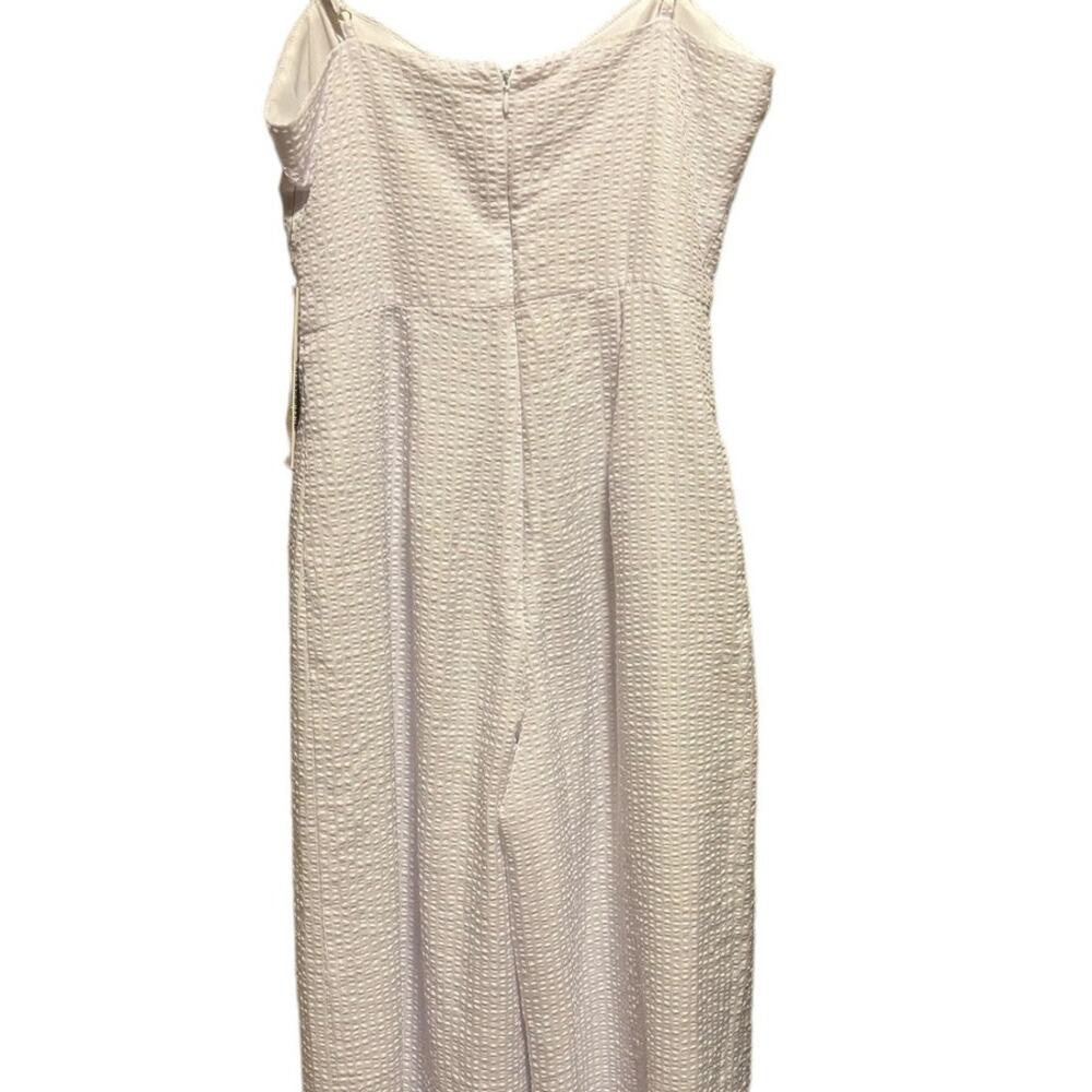 NWT Aqua Seersucker Jumpsuit Women's Size XS White Sleeveless Lined Wide Leg - Picture 9 of 16